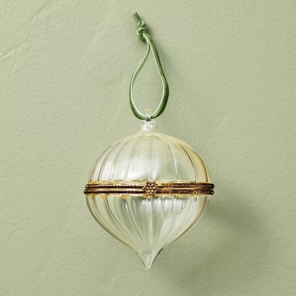 Hinged Ribbed Glass Christmas Tree Ornament - Hearth & Hand Magnolia Target 2024